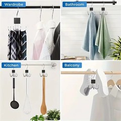 360° Rotating Hanger Hook Multi-Claw Metal Rack Closet Tie Scarf Bag Organizer