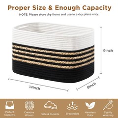 4 Pack Baskets for Organizing, Woven Storage Baskets for Toys and Towel, Rect…