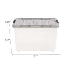 IRIS Medium 10 -Gallons ( 40 -Quarts ) Gray Stackable Tote with Latching Lid