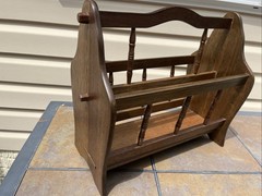 Vintage Solid Oak Wooden Magazine Rack Newspaper Holder Spindle Farmhouse Decor