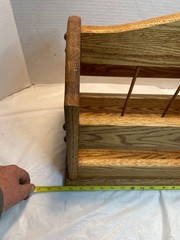 Vintage Oak Wood Magazine Rack Holder Stand Newspaper Record Vinyl 18.5x10x15