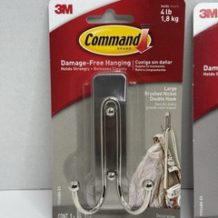 3M Command Hook Bundle Brushed Nickel Large Double & Medium Hooks 3 Pack