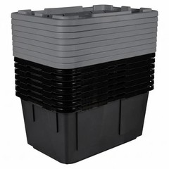 8-Pack, 27 Gallon Plastic Storage Container Bin, Heavy Duty, Lids, Greenmade NEW