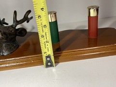 VTG Folk Art Shotgun Shells Deer Head Antlers Wall Mount Coat Jacket Wood Rack