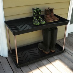 GP105B – 2-Tier Boot Tray Shoe Rack – Durable Recycled Plastic, Black, Easy A…