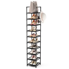 Tall Narrow Shoe Rack Entryway, 10 Tier Metal, 10–15 Pairs, Corner Space Saver