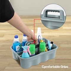 6PCS Commercial Large Plastic Cleaning Caddy W/ Handle Tool Supply Organizer