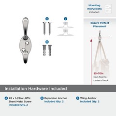 Amerock H5545126 | Noble Double Prong Decorative Wall Hook | Polished Chrome …