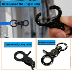 10PCS Trigger Snap Hooks 2.32” x 0.82” Zinc Alloy Black Swivel Snap Hooks Heav