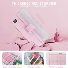 13-inch Three-Tier Artistic Handcrafted Storage Box,Multi-Functional Case (Pink)