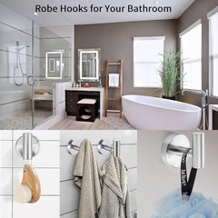 Contemporary Matte Towel Hooks for Bathroom or Kitchen – 2 Pack Stainless Steel