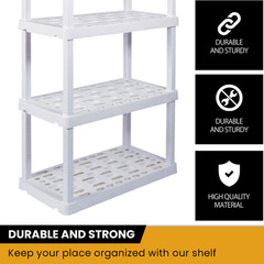 Hyper Tough Plastic Shelving Unit Storage Shelf 4-Tier Heavy Duty Garage Rack