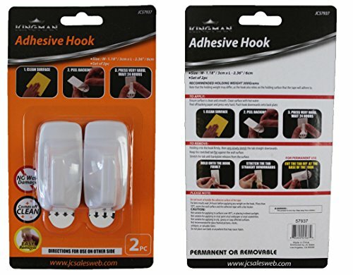 Kingman Adhesive White Plastic Hooks Bathroom Kitchen Closet
