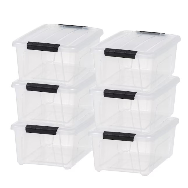 IRIS 13.5 Quarts Clear Stackable Tote with Latching Lid 6 Pack