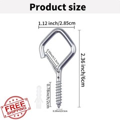 Tuakoie 46 pack ceiling hooks 2.36IN silver screw in