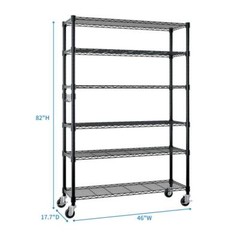 82″H Heavy Duty NSF Metal Shelves Garage Shelving Wire Shelving Unit with Wheels