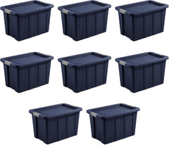 Heavy Duty 30 Gallon Storage Bins with Lids – 8 Pack, Dark Indigo Totes