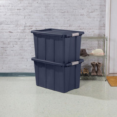 Heavy Duty 30 Gallon Storage Bins with Lids – 8 Pack, Dark Indigo Totes