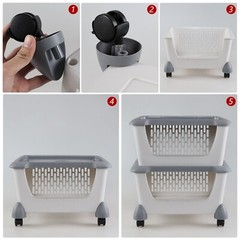 Idotry 5pcs Plastic Stackable Storage Bins – Gray Large Storage Basket w/ Wheels