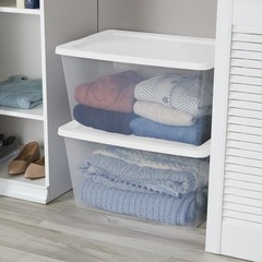 Sterilite, 58 Quart Clear Storage Bin, Snap-on Lid Storage Container, with Lid