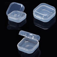 40pcs Mini Small Clear Plastic Storage Box Hook Jewelry Earplugs Container Case