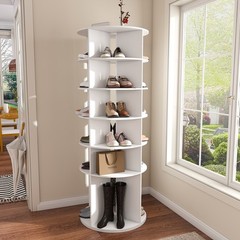 6 Tier Rotating Shoe Rack Tower 360° Revolving Shoe Display Carousel White US
