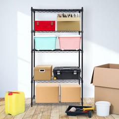 5 Tier Wire Shelves Rack Storage Unit Large Space Adjustable Metal Shelving Blac