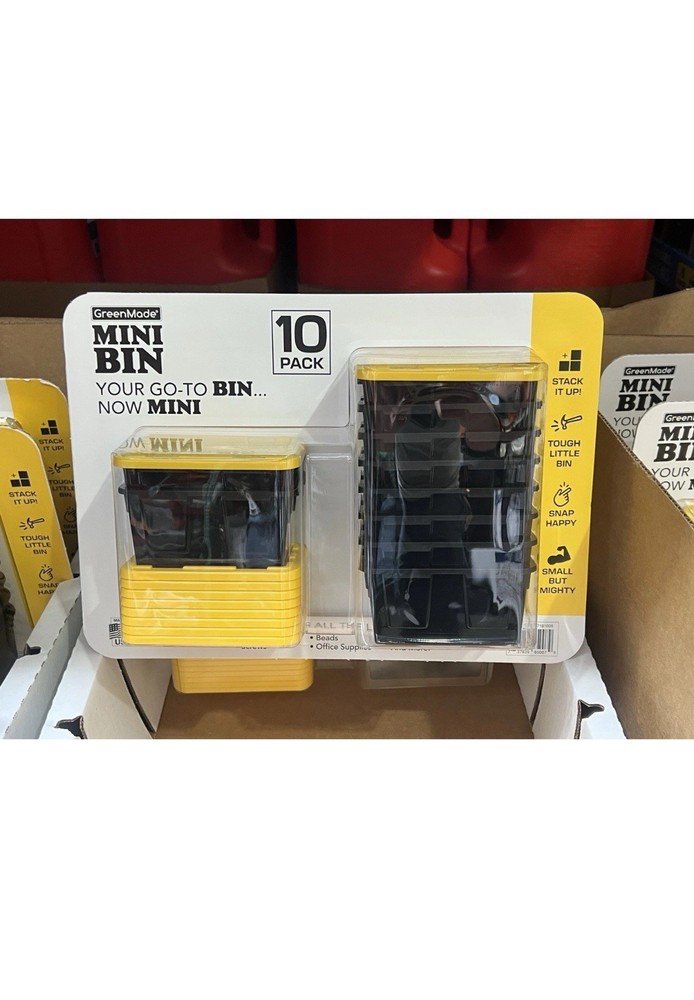 10 Pack Greenmade Mini Bins with Lids Stackable Storage Bins for Organizing