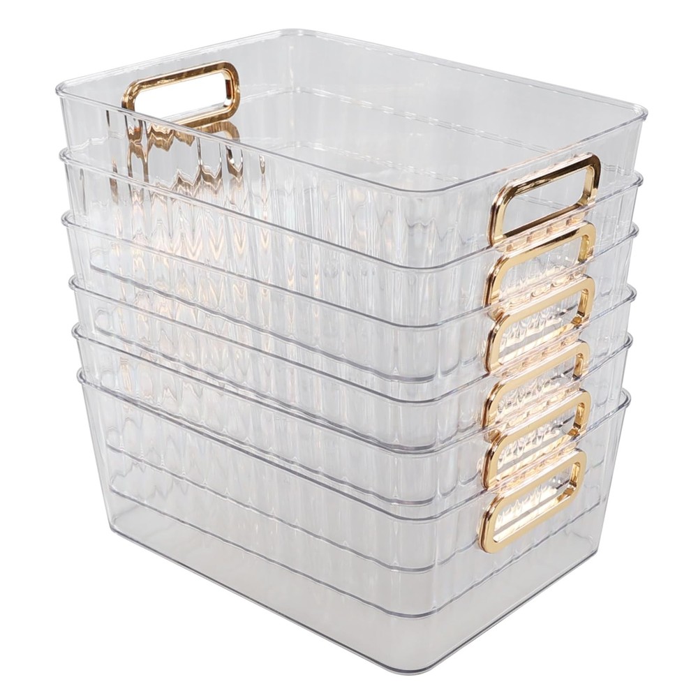 Idotry 6pack Clear Pantry Storage Bins Plastic Organizer Bins