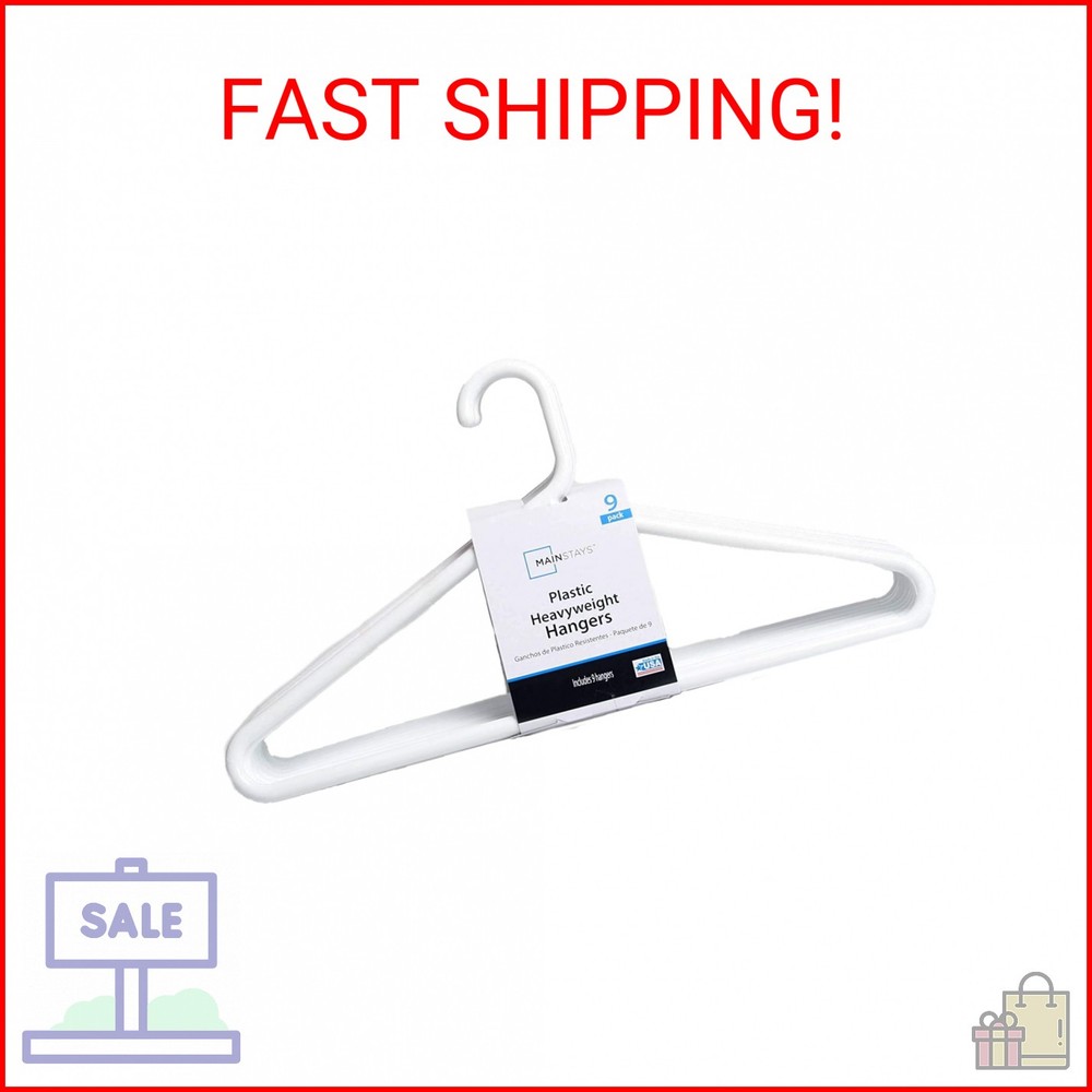 Strong Extra Heavy Adult Plastic Tube Hangers – White – 9 Ct