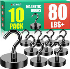 Black Magnetic Hooks, 80Lbs Heavy Duty Earth Magnets with Hooks for Cruise Cabin
