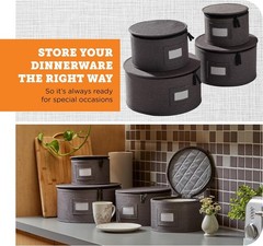Luxury Gray China Storage Boxes with Dividers – Ideal for Dinnerware Protection