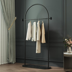 Chic Black Arched Garment Rack with Elegant Marble Base for Home or Boutique