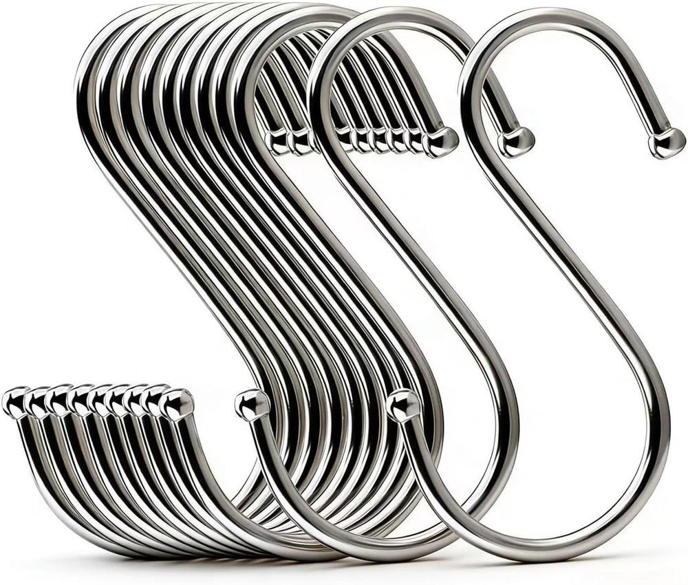 24 Pcs One-piece Molded Anti-Slip Hook, 3.9 Inch Metal S Shaped Hook Heavy Du…