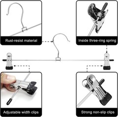 Pants Hangers with Clips Heavy Duty 10 Pack Adjustable Metal Pants Hanger Skirt