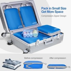 Compression Packing Cubes for Travel 6 Set Nylon Lightweight Luggage Organizer