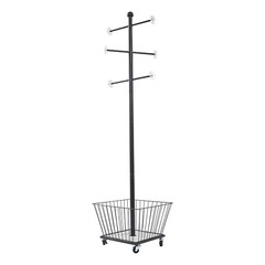 Movable Clothing Rack, 15.7*66in Metal Coat Rack Tree With Storage Basket & Rods