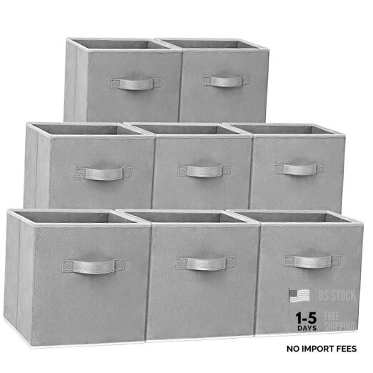 Storage Cubes – 11 Inch Heavy Duty Fabric Closet Bins Medium -11 inches Grey