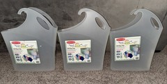 Set of 3 Rubbermaid Wrap n Craft Gift Bag Totes Clear Stackable Hanging 2003 USA