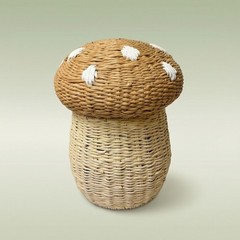 Spore Cap Design Basket with Lid Handwoven Spore Cap Design Storage Basket