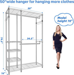 Heavy Duty Clothing Rack Loads 450 LBS, Garment Racks with Adjustable Shelves fo
