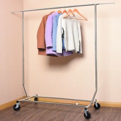 HOKEEPER 250lbs Sing Rail Adjustable Collapsible Rolling Clothes Garment Racks