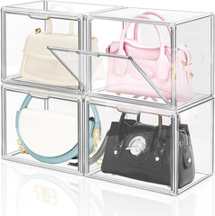 4 Packs Clear Plastic Handbag Storage Organizer for Closet, Small Acrylic Displa