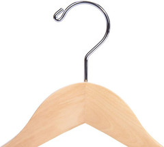 Natural Wooden Suit Coat Hangers – 16 Inch Anti-Slip Bar, 6 Pack