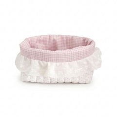 Quilted Textile Basket Open Top Lace Trim Basket Lightweight for Desk