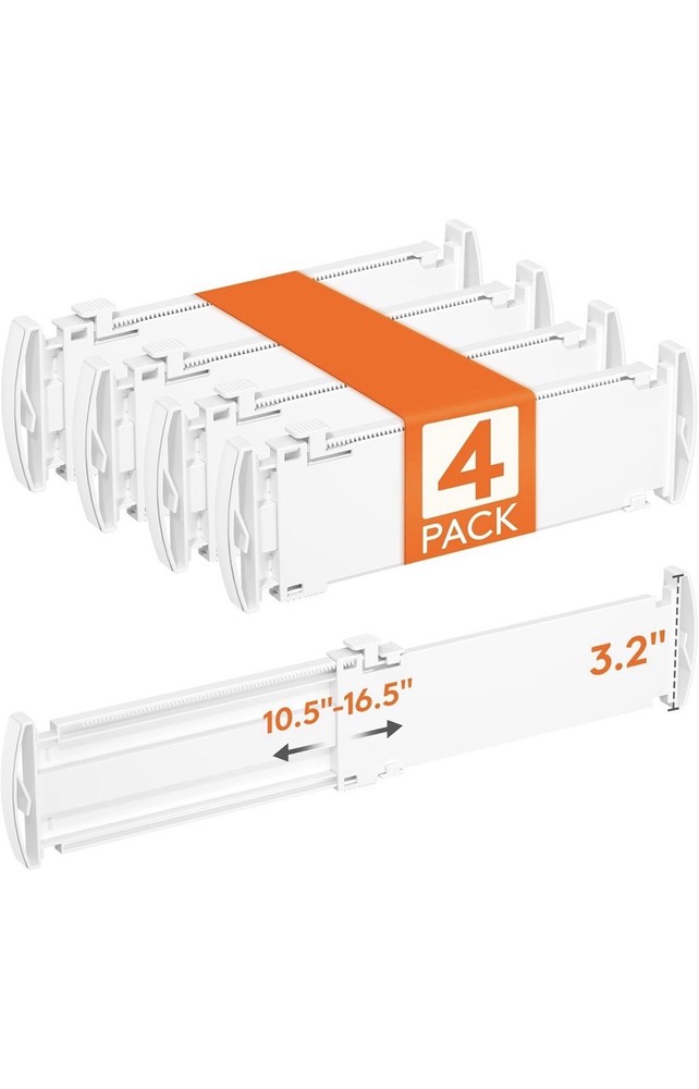 Lifewit Drawer Dividers Clothes 3.2in High Expandable 10.5-16.5in 4 Pack