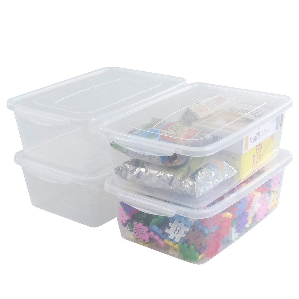 14 Quart Clear Storage Bin, Plastic Latching Box/Container with Lid, Shoe Box…