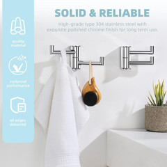 Swivel Hook for Towel Polished Chrome 2 Pack, 304 Stainless Steel