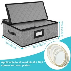 ouruer Quilted Platter Storage CaseFine China Storage Containers Hard Shell f…