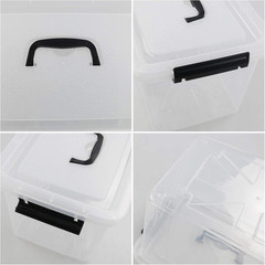 Clear Plastic Storage Box with Handle, 10L Latch Container for Snacks & Tools